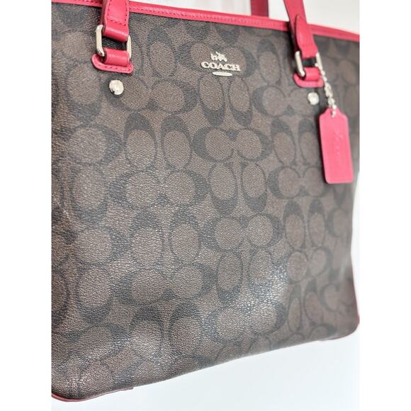 Coach City Zip Tote F58294- Shoulder Bag/Handbag/Purse Pink/Red leather Trim - Picture 12 of 16